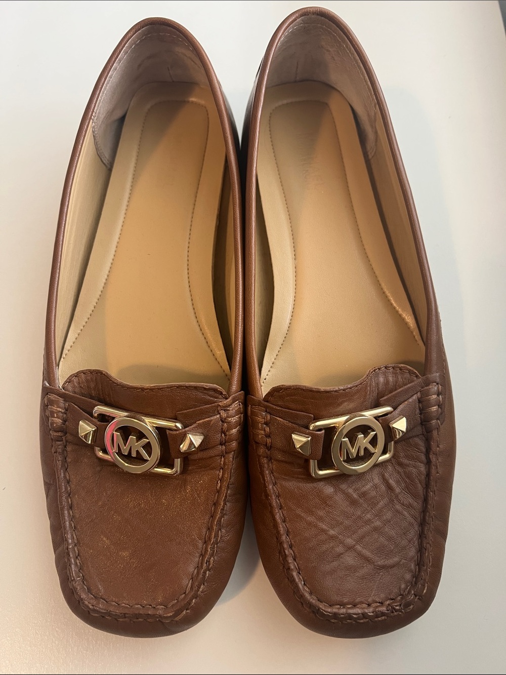 Michael Kors Brown Leather MK Logo Loafers